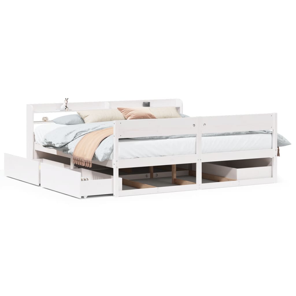 Letto senza Materasso Bianco 180x200 cm Legno Massello di Pino | homemem39