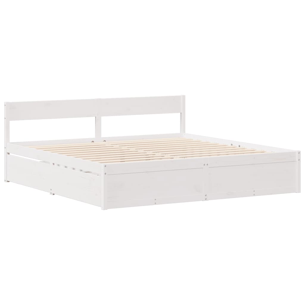 Letto senza Materasso Bianco 180x200 cm Legno Massello di Pino | homemem39