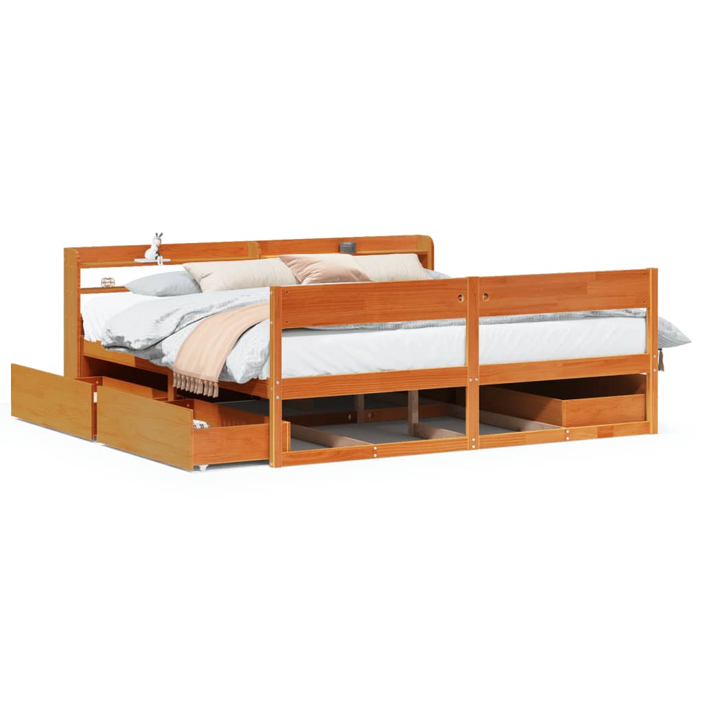 Letto senza Materasso Marrone Cera 180x200 cm in Legno di Pino | homemem39