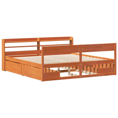 Letto senza Materasso Marrone Cera 180x200 cm in Legno di Pino | homemem39