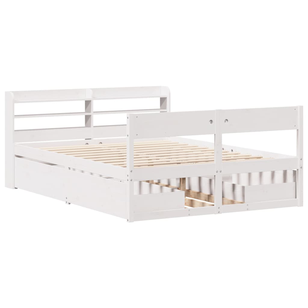 Letto senza Materasso Bianco 160x200 cm Legno Massello di Pino - homemem39