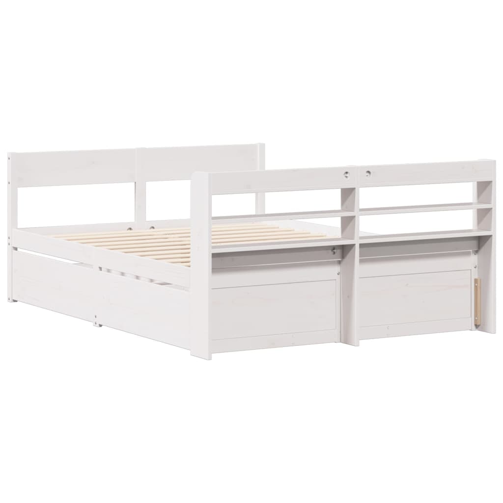Letto senza Materasso Bianco 160x200 cm Legno Massello di Pino - homemem39