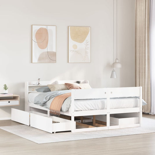 Letto senza Materasso Bianco 160x200 cm Legno Massello di Pino - homemem39