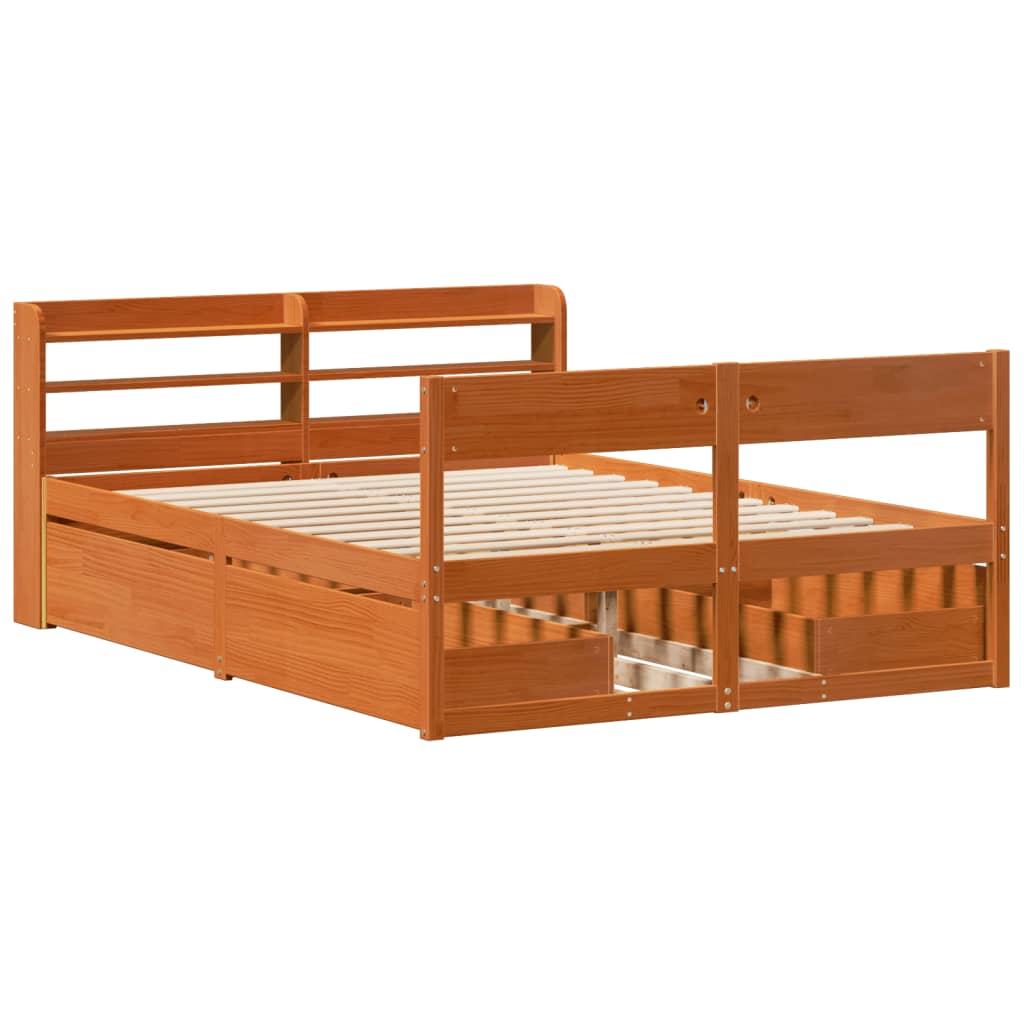 Giroletto senza Materasso Marrone Cera 140x200cm Massello Pino | homemem39