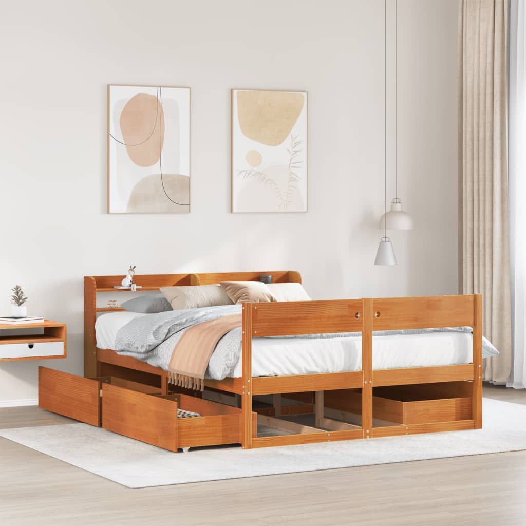 Giroletto senza Materasso Marrone Cera 140x200cm Massello Pino | homemem39