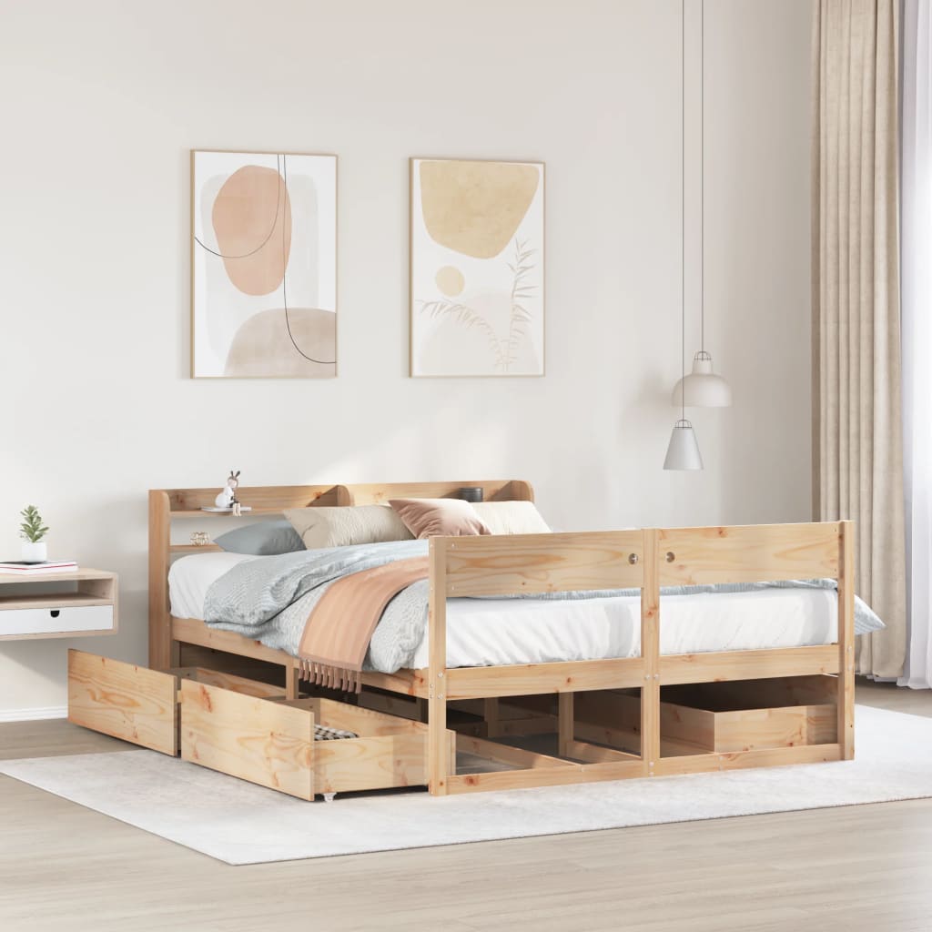 Letto senza Materasso 120x200 cm in Legno Massello di Pino - homemem39