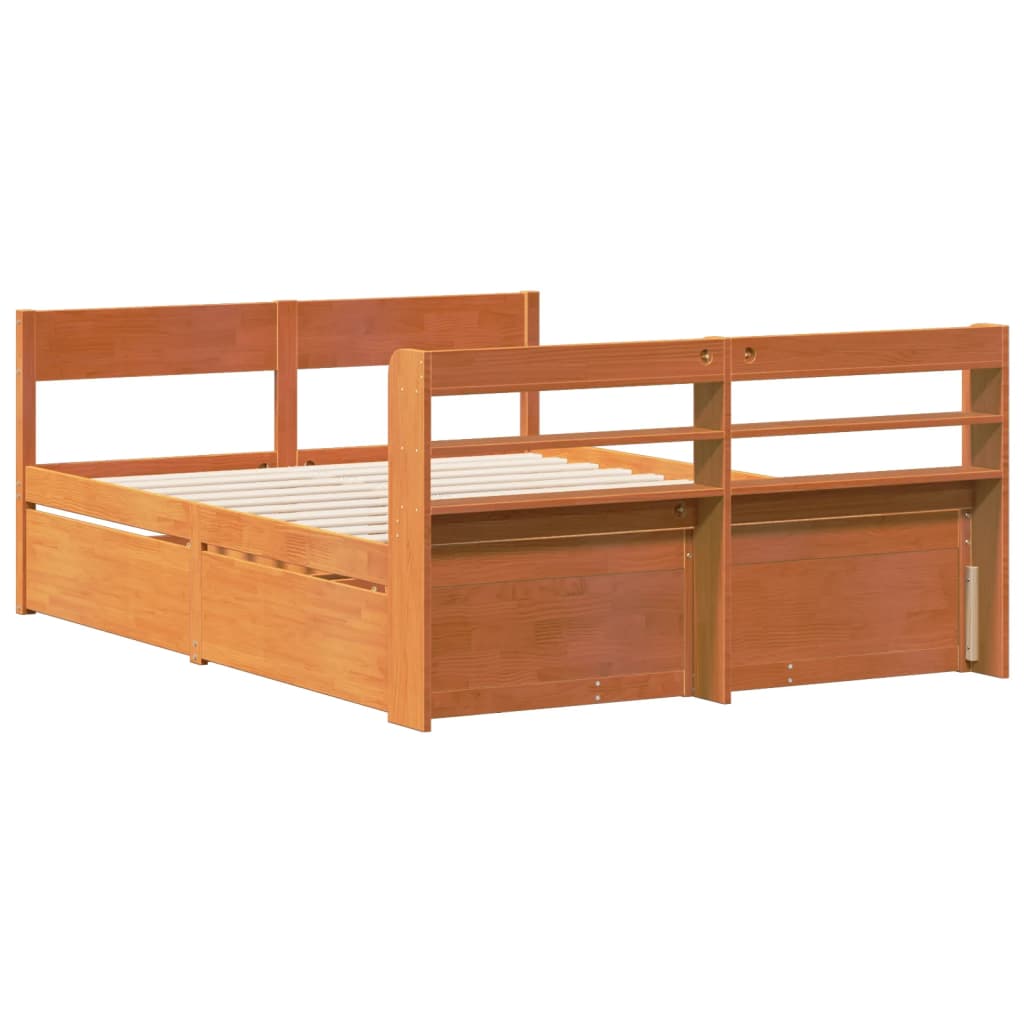 Letto senza Materasso Marrone Cera 120x200 cm in Legno di Pino | homemem39