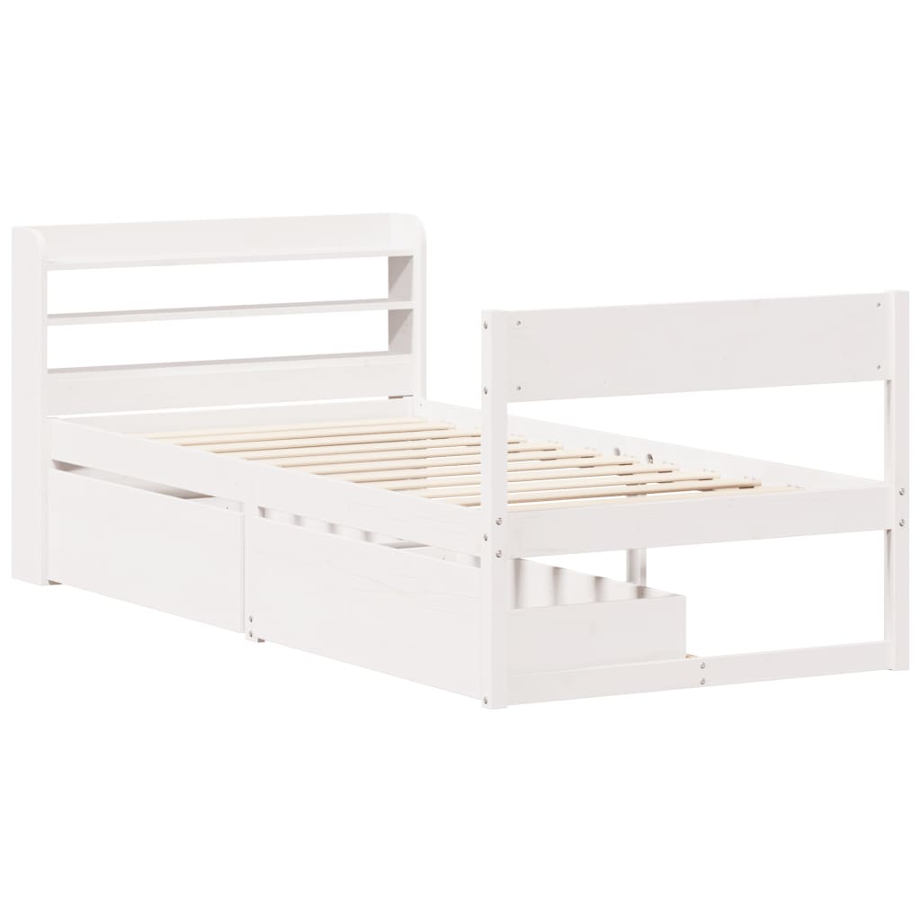 Letto senza Materasso Bianco 90x200 cm Legno Massello di Pino - homemem39