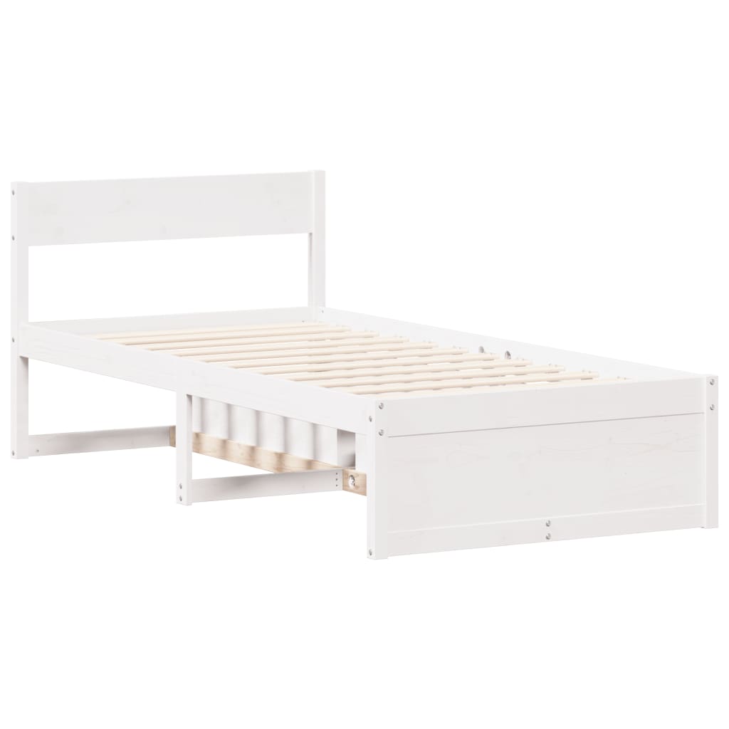 Letto senza Materasso Bianco 90x200 cm Legno Massello di Pino - homemem39
