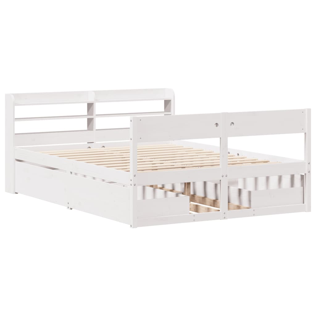 Letto senza Materasso Bianco 140x190 cm Legno Massello di Pino - homemem39