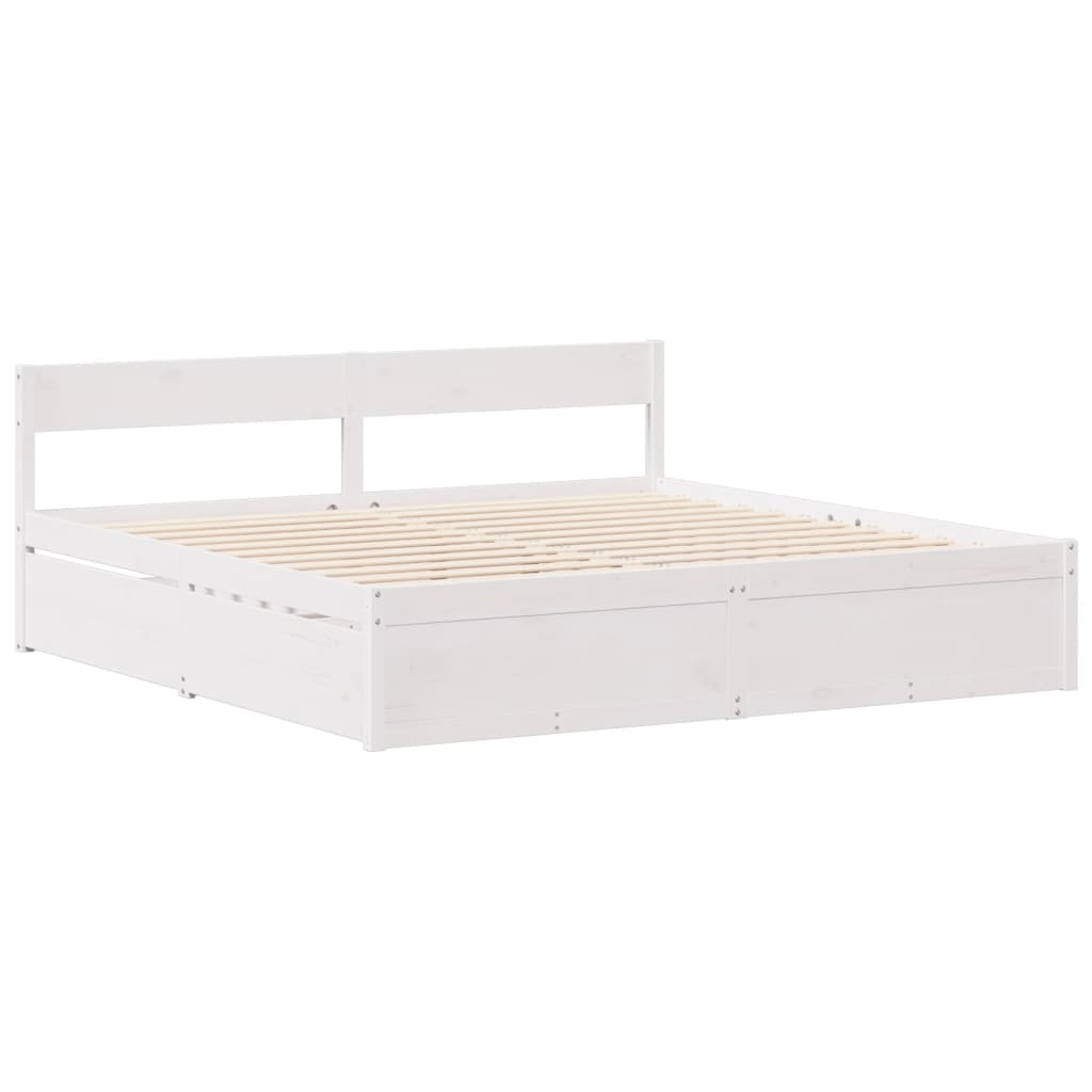 Letto senza Materasso Bianco 140x190 cm Legno Massello di Pino - homemem39