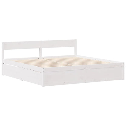 Letto senza Materasso Bianco 140x190 cm Legno Massello di Pino - homemem39