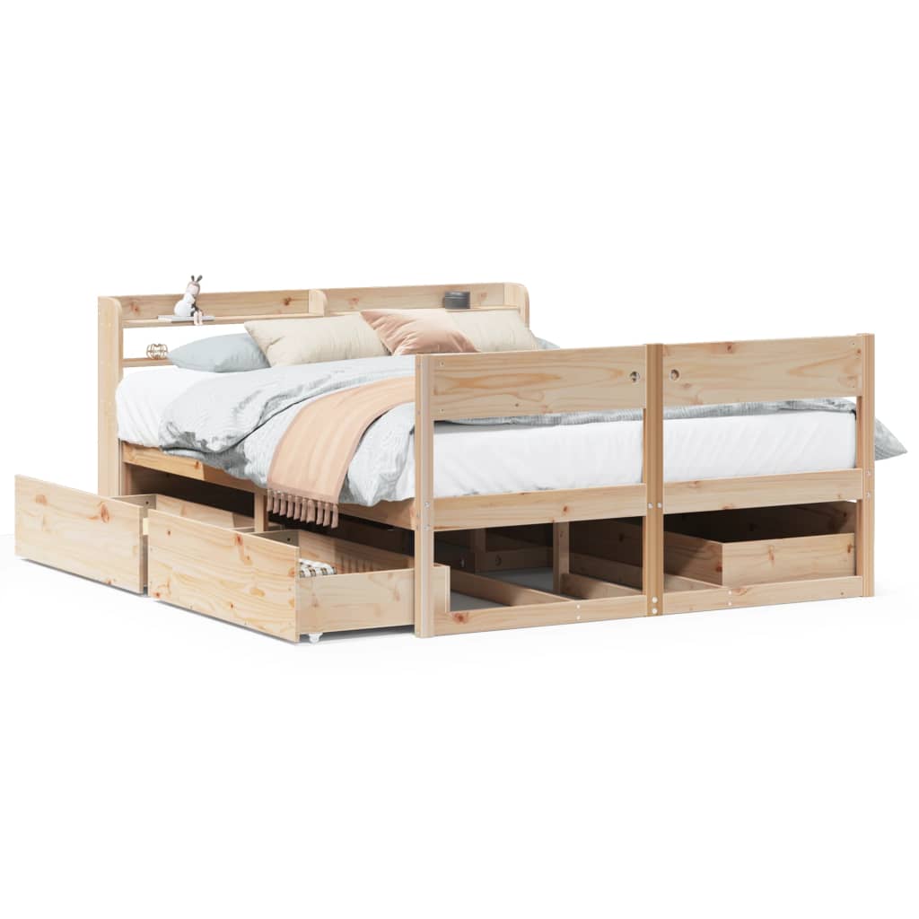 Letto senza Materasso 135x190 cm in Legno Massello di Pino | homemem39