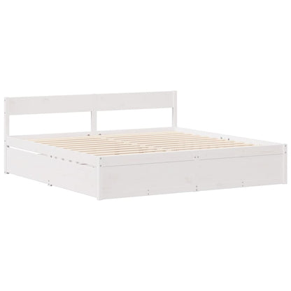 Letto senza Materasso Bianco 135x190 cm Legno Massello di Pino