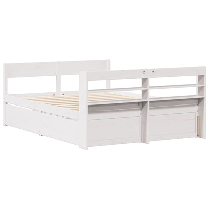 Letto senza Materasso Bianco 135x190 cm Legno Massello di Pino