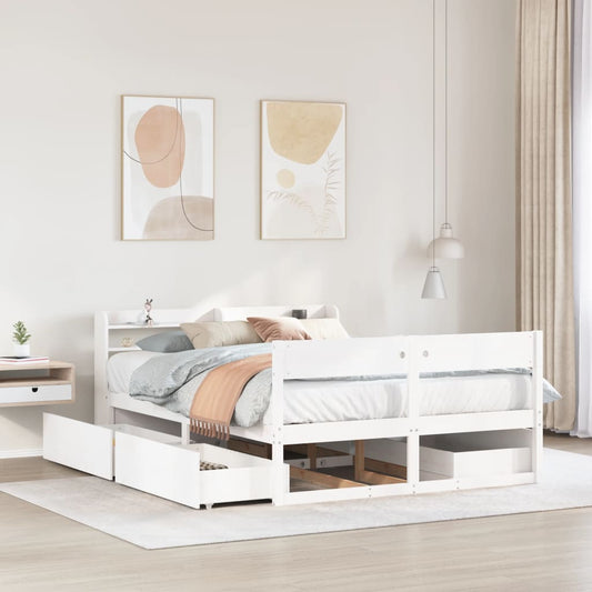 Letto senza Materasso Bianco 135x190 cm Legno Massello di Pino | homemem39