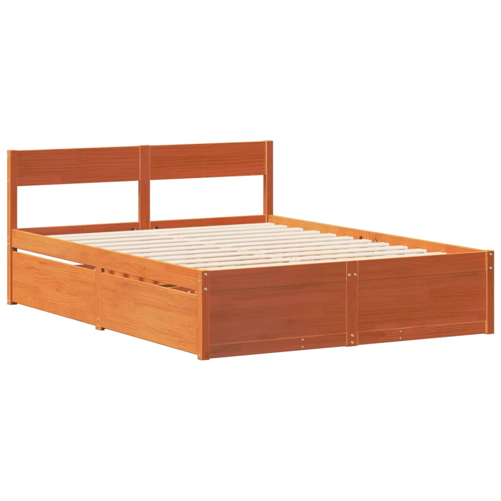 Letto senza Materasso Marrone Cera 120x190 cm in Legno di Pino