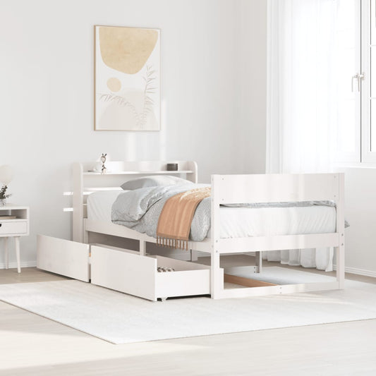 Letto senza Materasso Bianco 75x190 in Legno Massello di Pino | homemem39