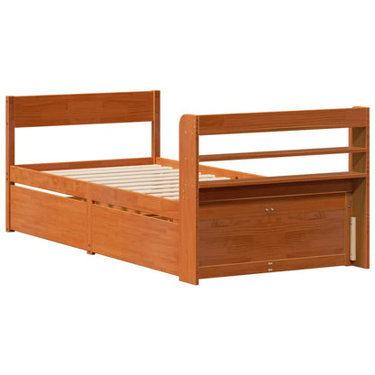Letto senza Materasso Marrone Cera 75x190 cm in Legno di Pino