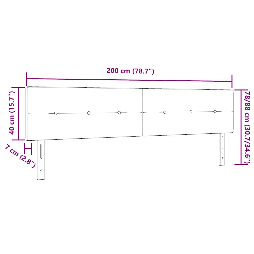 Testiera LED con luci a strisce a LED Nero 200 cm Poliestere