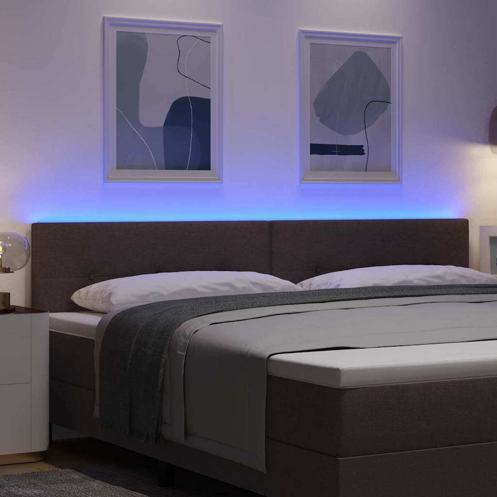 Testiera LED con strisce LED Marrone Scuro 200 cm Tessuto