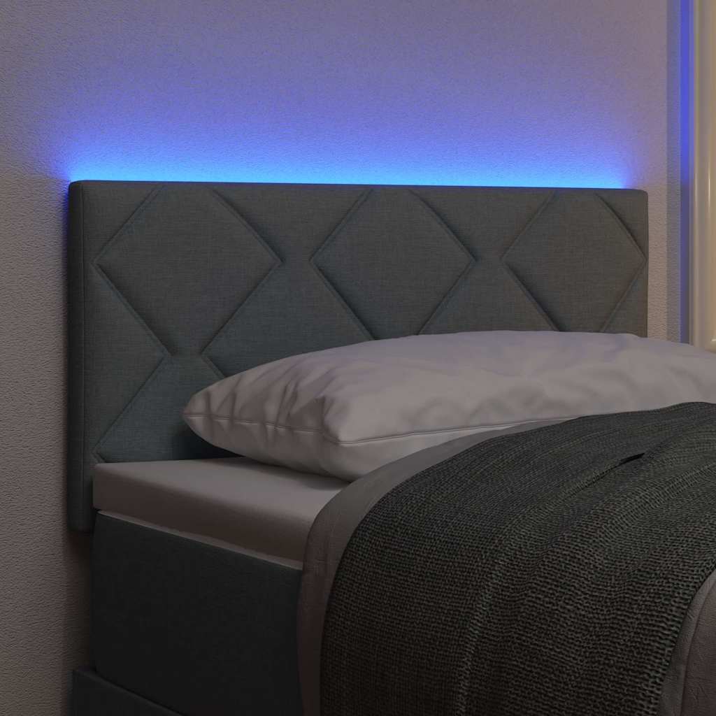 Testiera con luci a strisce a LED Grigio chiaro 80 cm Tessuto