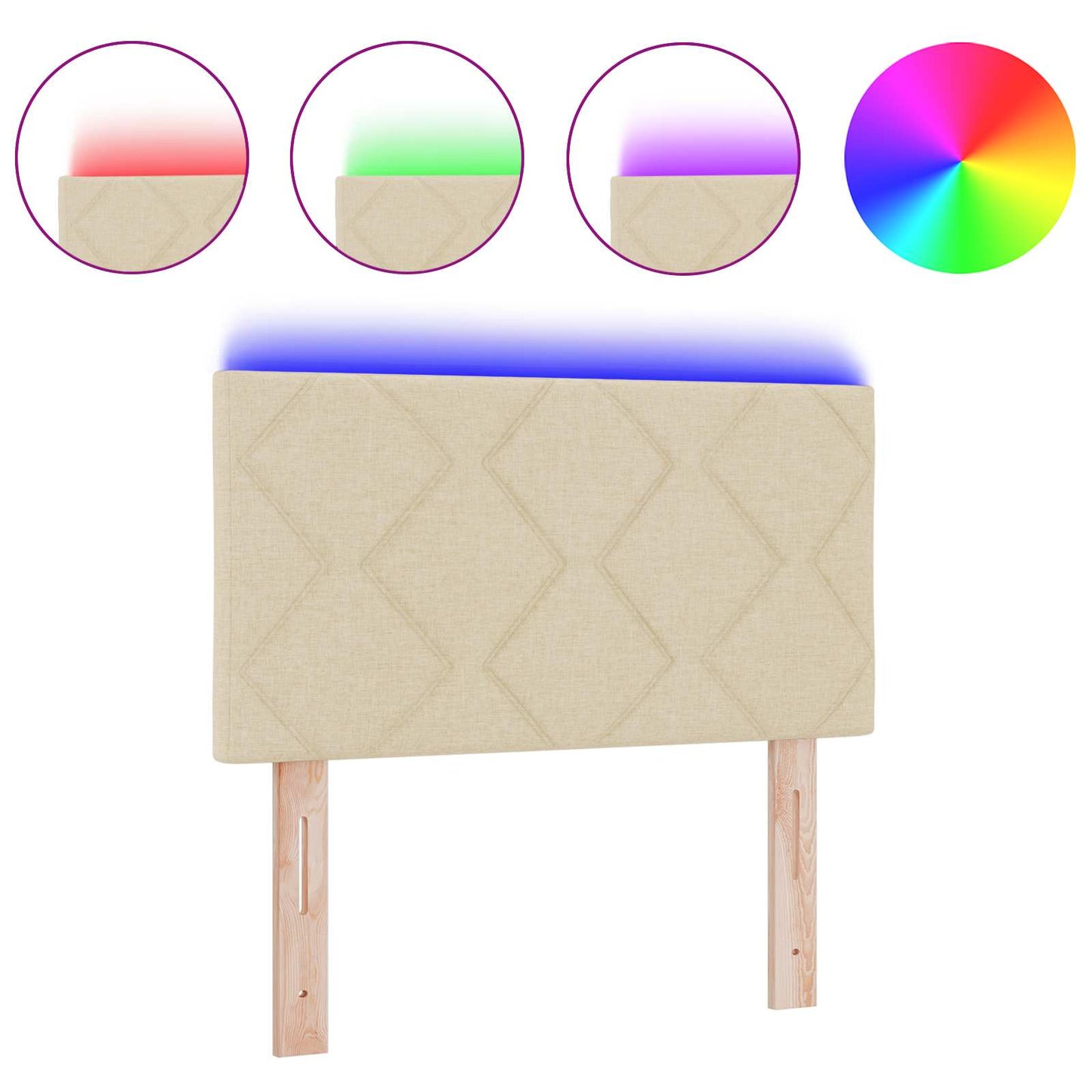 Testiera con luci a strisce a LED Crema 80 cm Tessuto