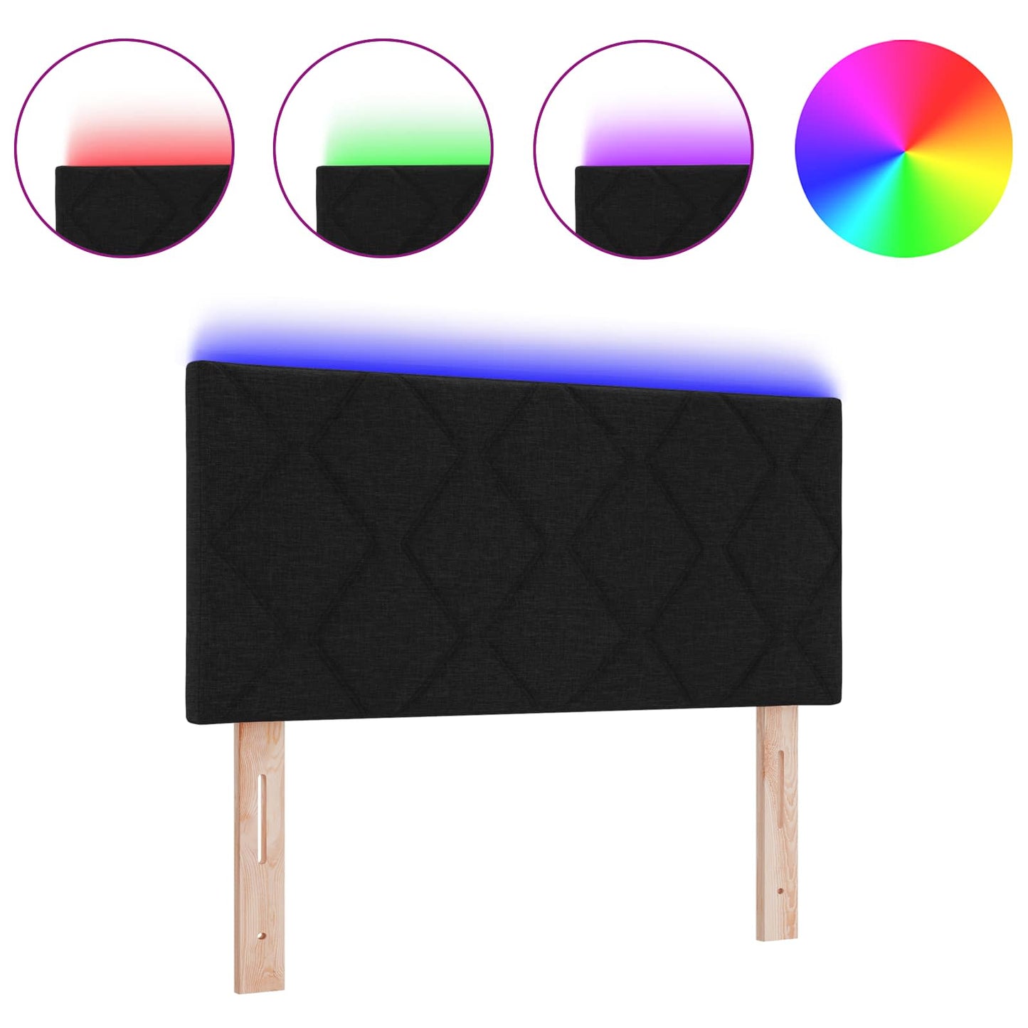 Testiera con luci a strisce a LED Regolabile Nero 90 cm Tessuto