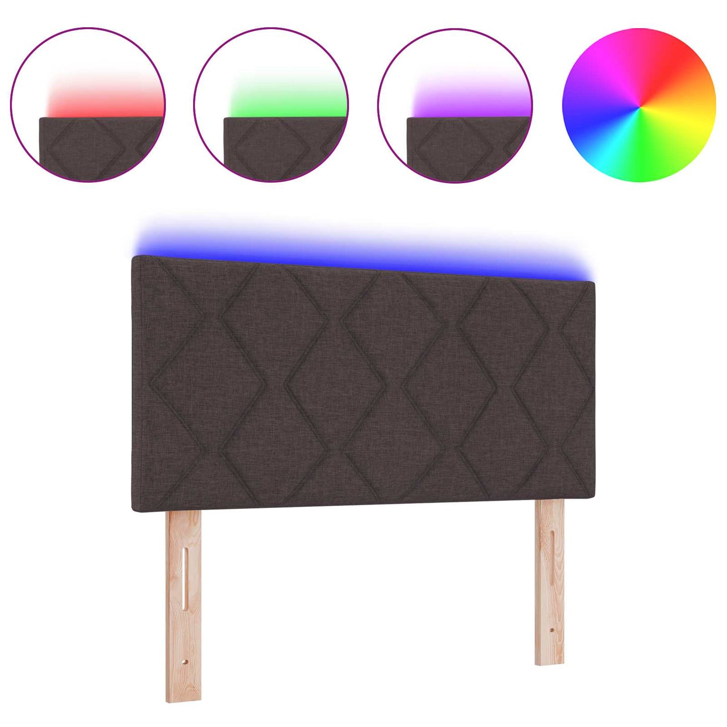 Testiera con luci a strisce a LED Marrone 90 cm Tessuto