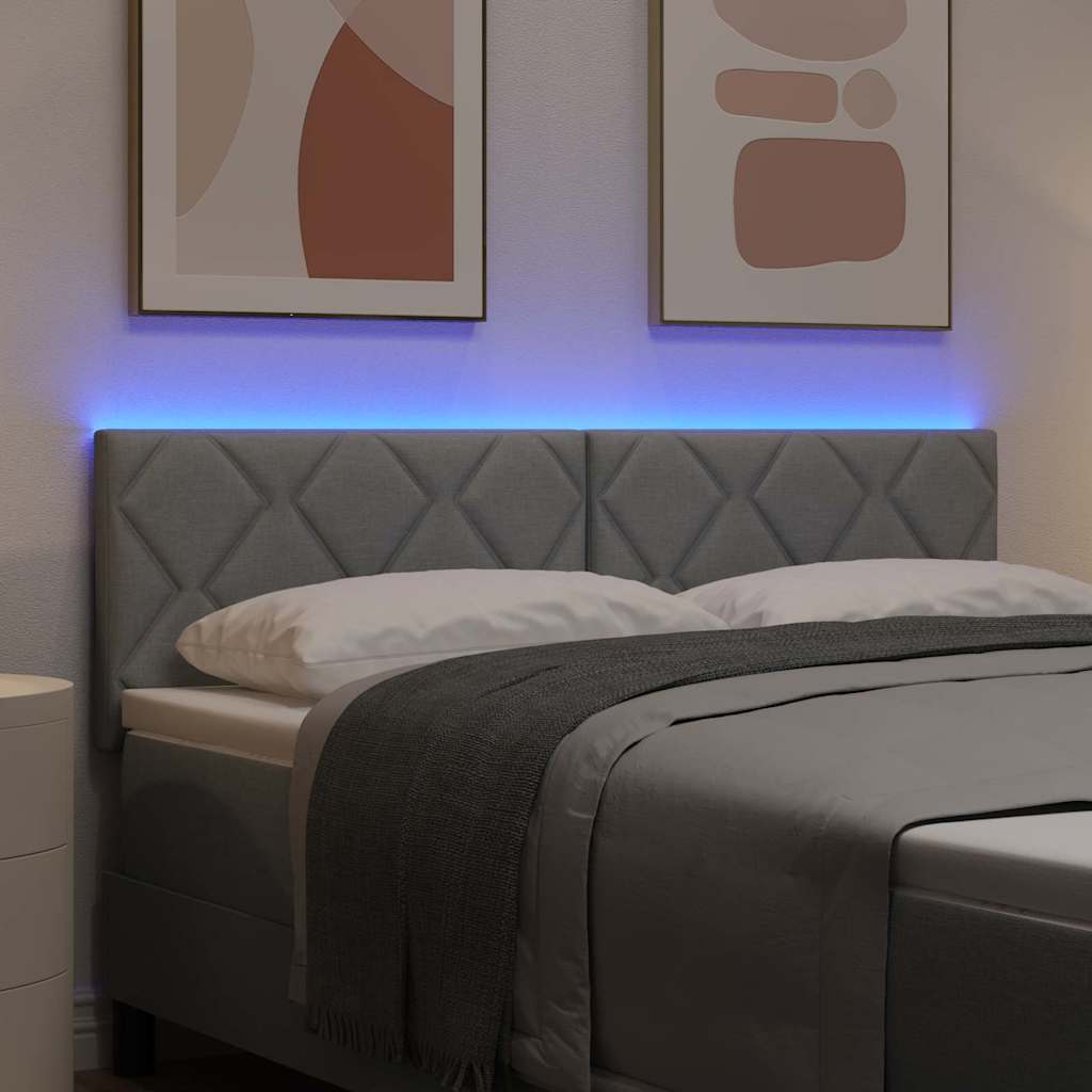 Testiera LED Grigio chiaro 144 cm Tessuto | homemem39