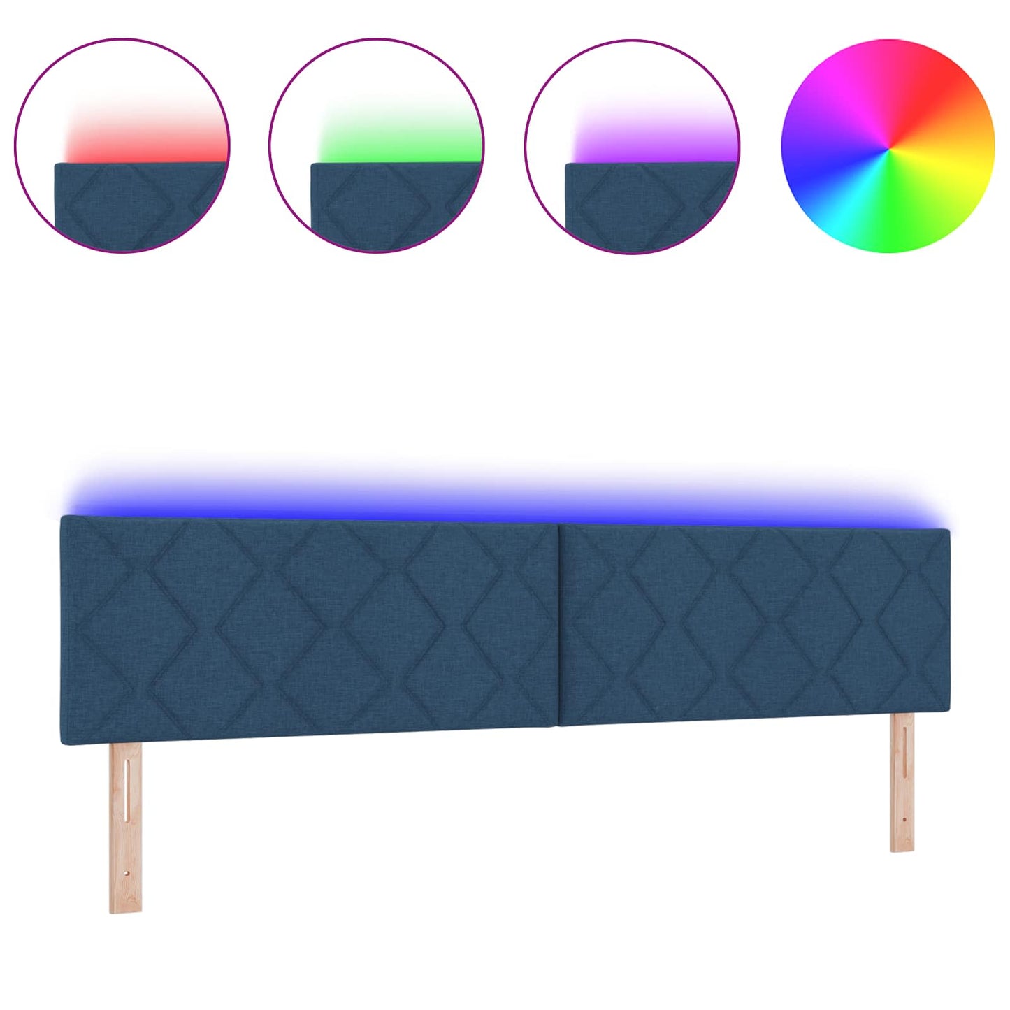 Testiera con luci a strisce a LED Regolabile Blu 200 cm Tessuto