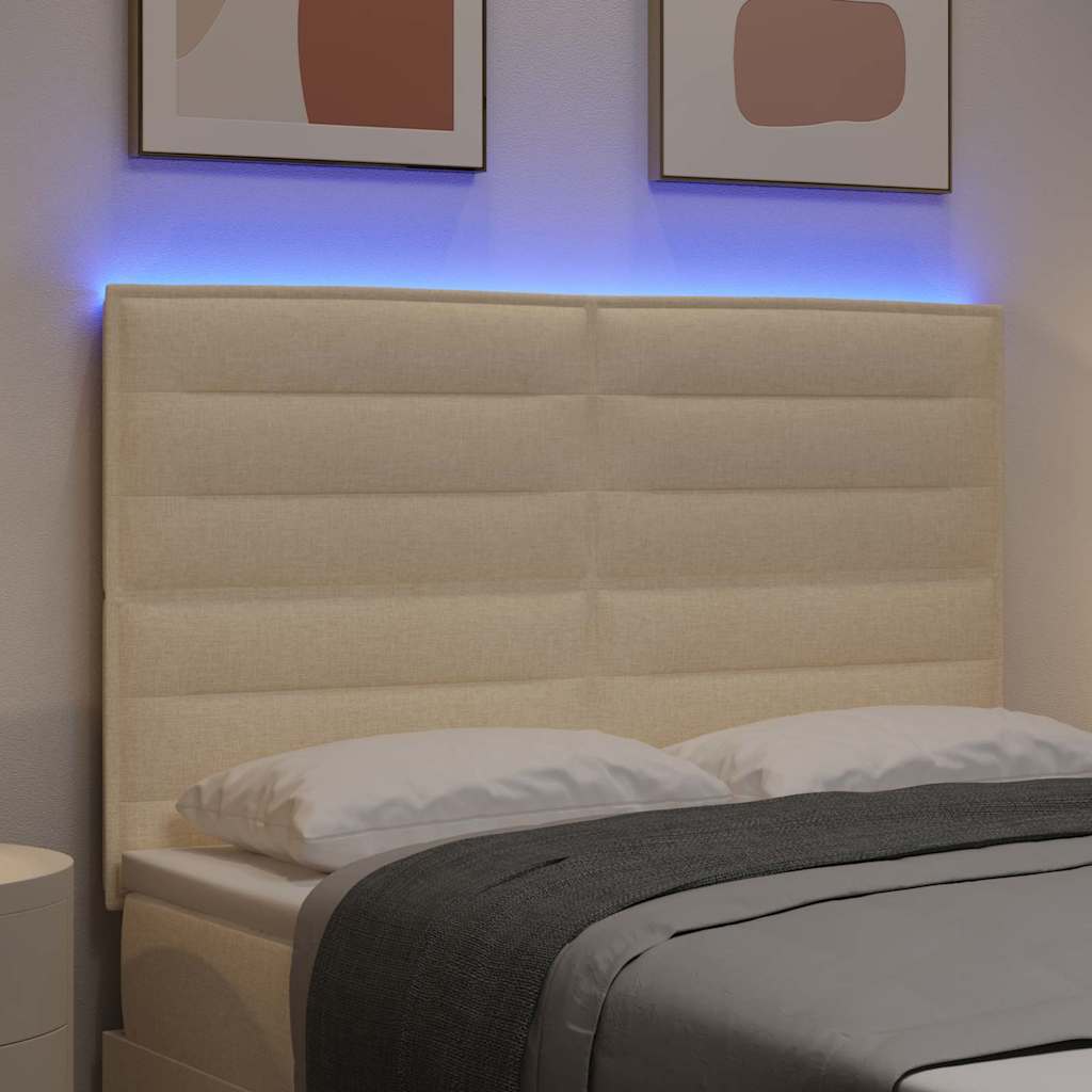 Testiera LED con strisce LED con testiera Crema 144 cm Tessuto | homemem39