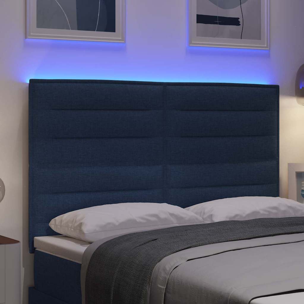 Testiera LED con strisce LED con testiera Blu 144 cm Tessuto | homemem39