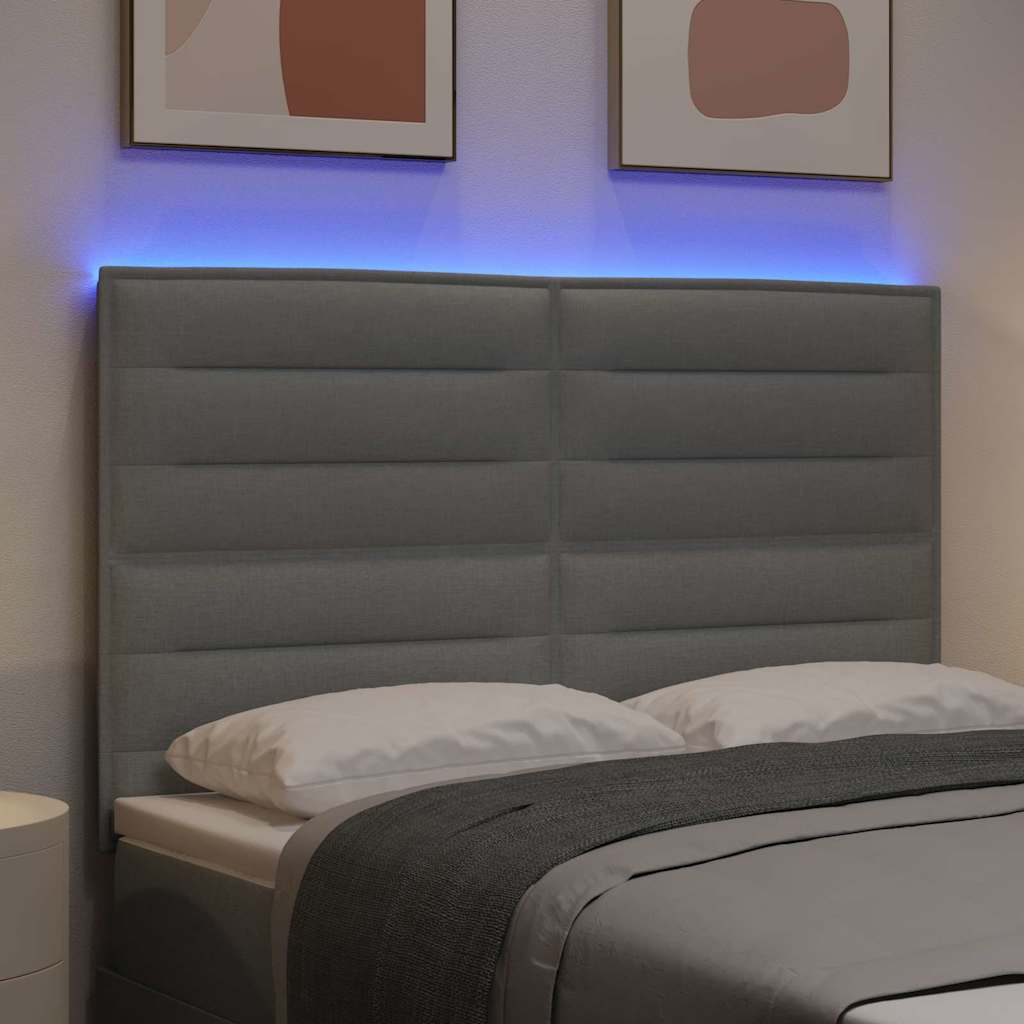 Testiera LED con strisce LED Grigio chiaro 160 cm Tessuto | homemem39