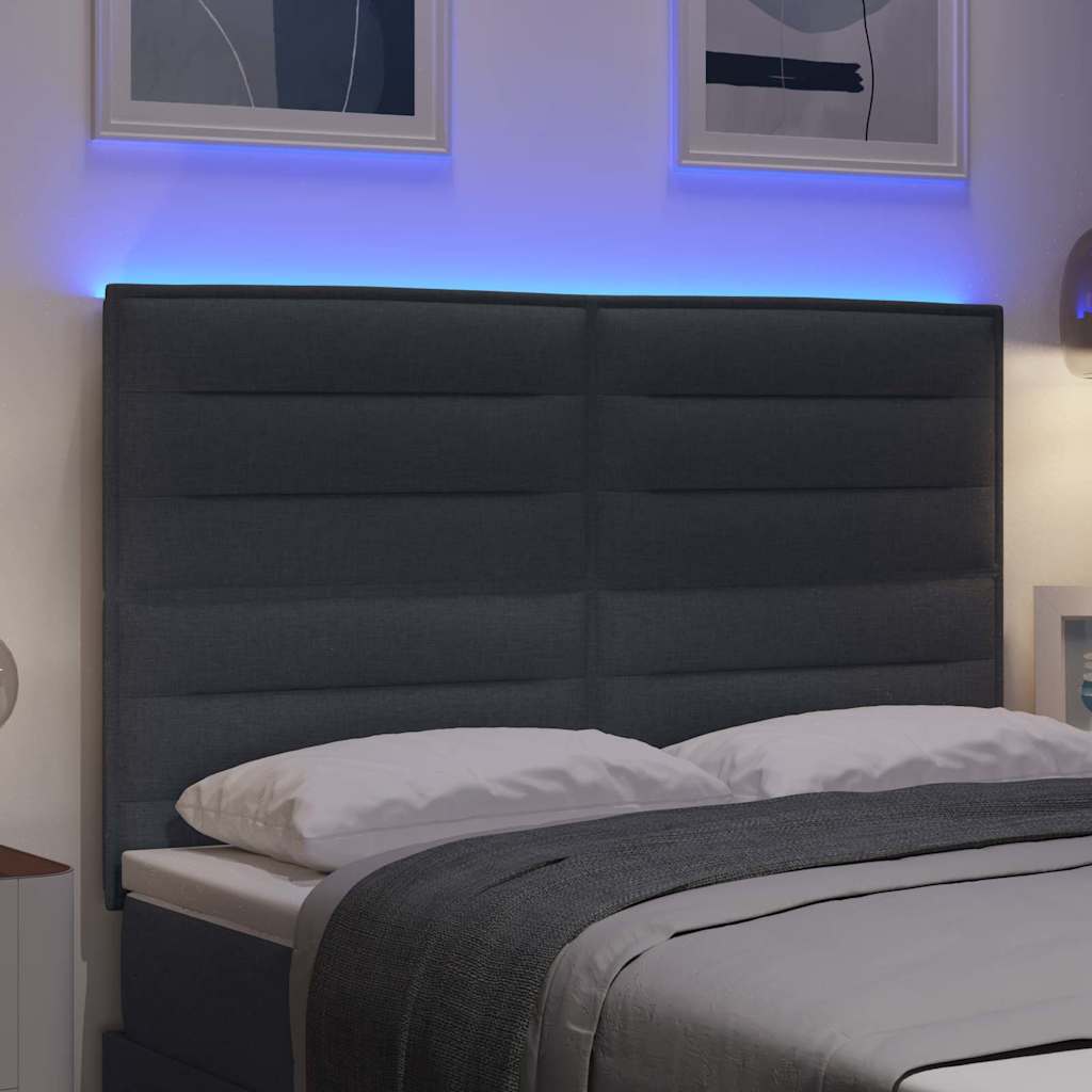 Testiera LED con strisce LED Grigio scuro 160 cm Tessuto | homemem39