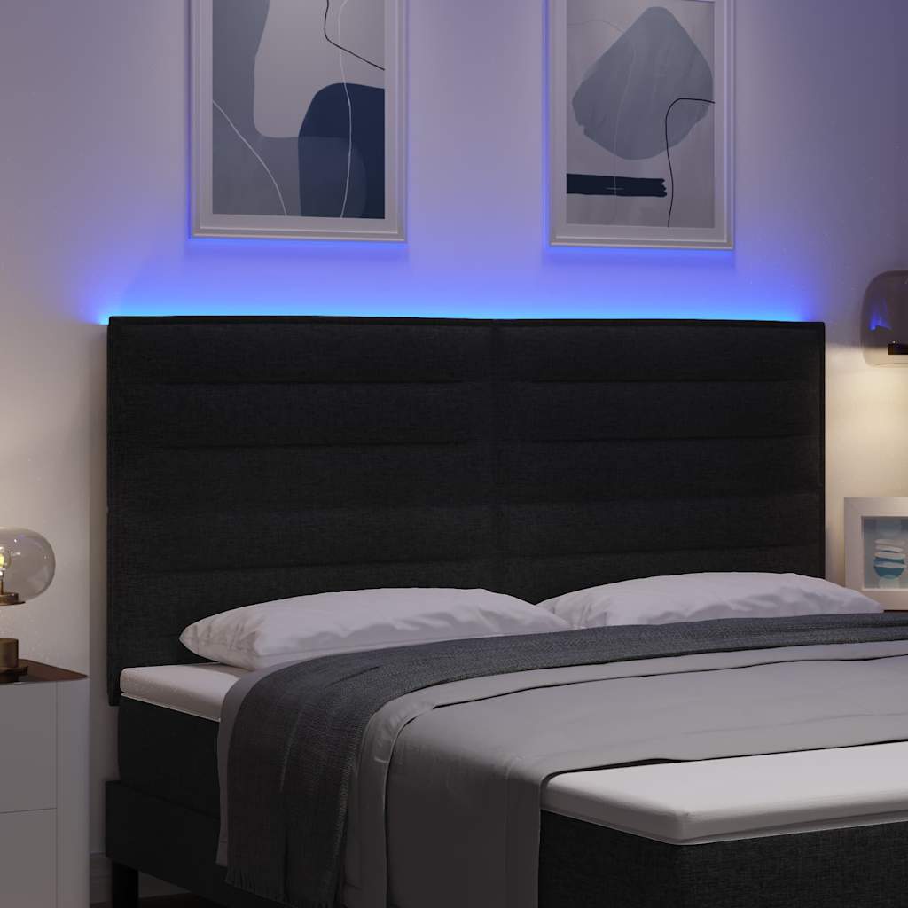 Testiera LED con strisce LED con testiera Nero 180 cm Tessuto | homemem39