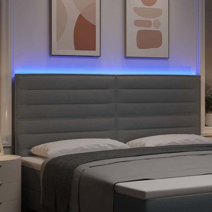 Testiera LED con strisce LED Grigio chiaro 200 cm Tessuto | homemem39
