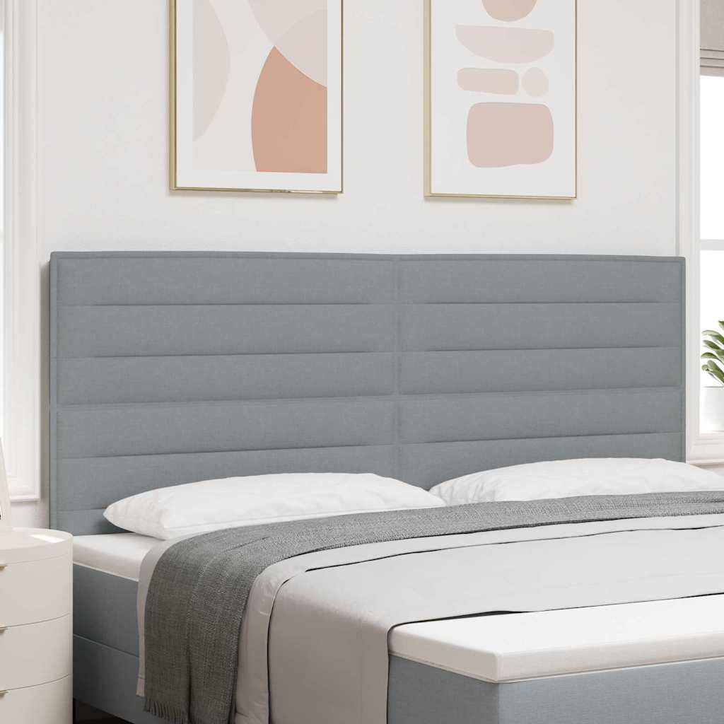 Testiera LED con strisce LED Grigio chiaro 200 cm Tessuto | homemem39