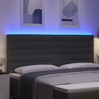 Testiera LED con strisce LED Grigio scuro 200 cm Tessuto | homemem39