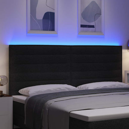 Testiera LED con strisce LED con testiera Nero 200 cm Tessuto | homemem39