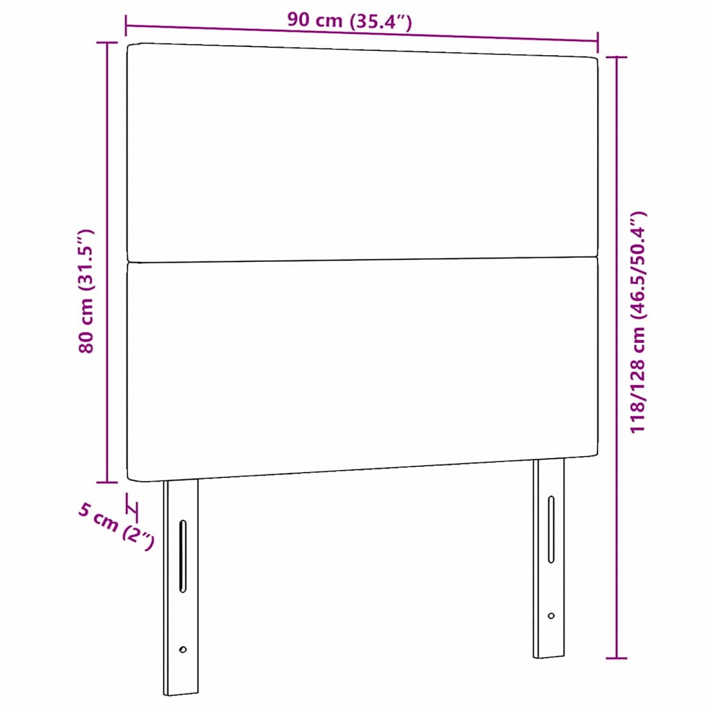 Testiera LED con testiera Grigio scuro 90 cm Tessuto in Cords | homemem39
