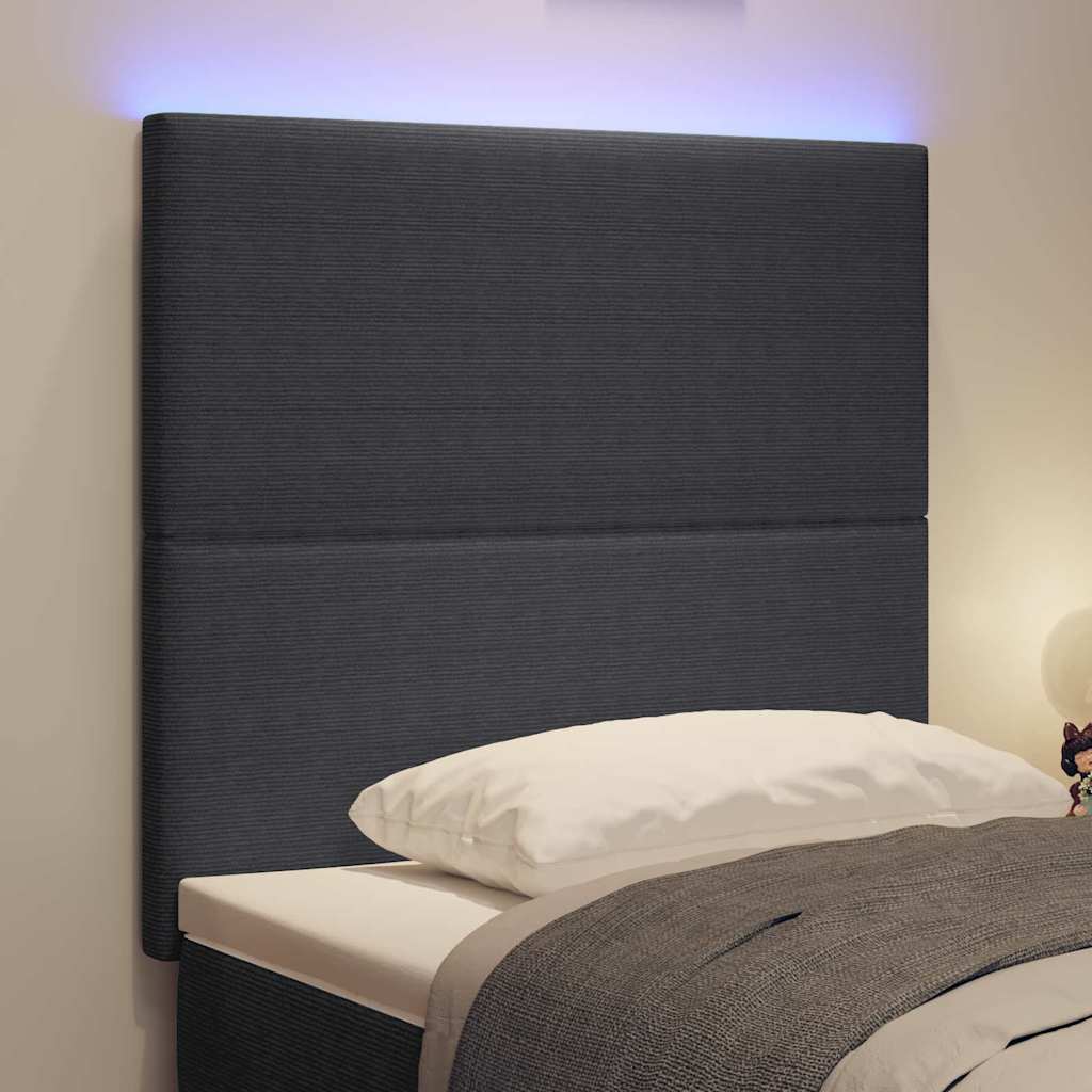 Testiera LED con testiera Grigio scuro 100 cm Tessuto in Cords | homemem39