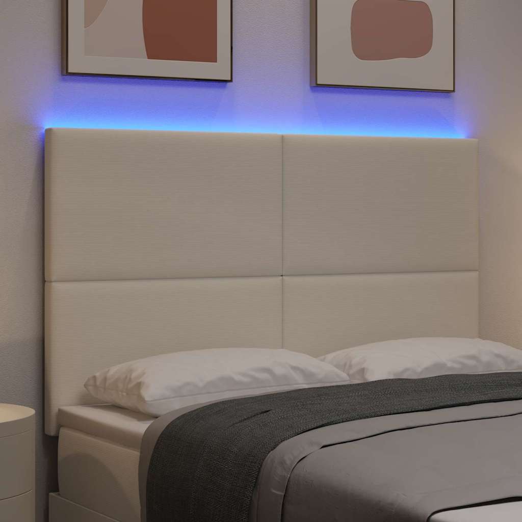 Testiera LED con strisce LED Crema 144 cm Tessuto in Cords | homemem39