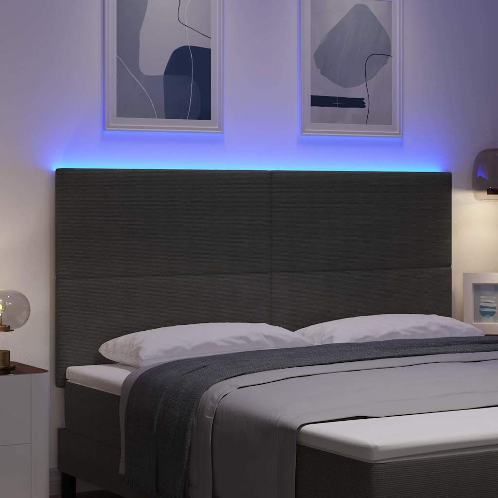 Testiera LED con testiera Grigio chiaro 180 cm Tessuto in Cords | homemem39