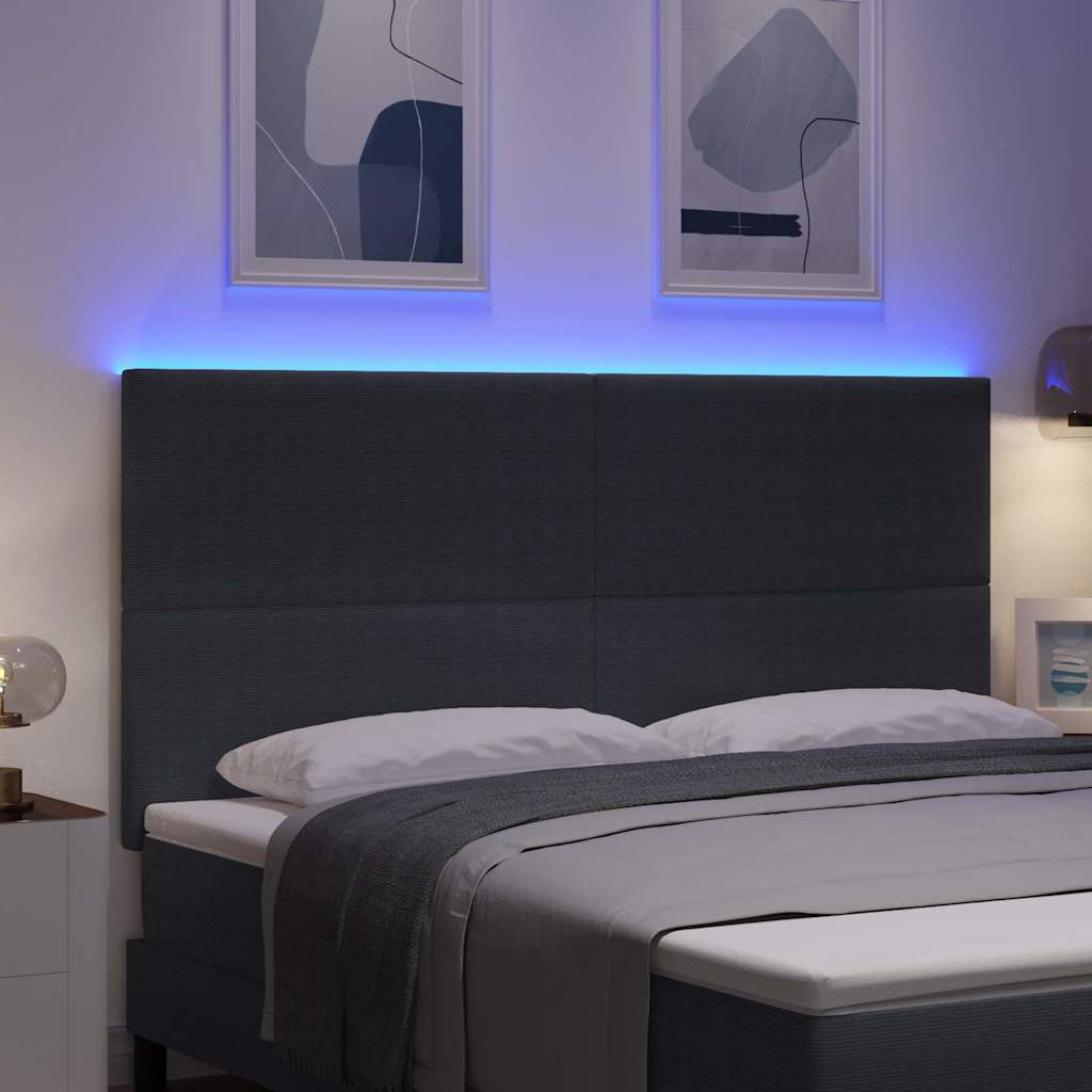 Testiera LED con testiera Grigio scuro 180 cm Tessuto in Cords | homemem39