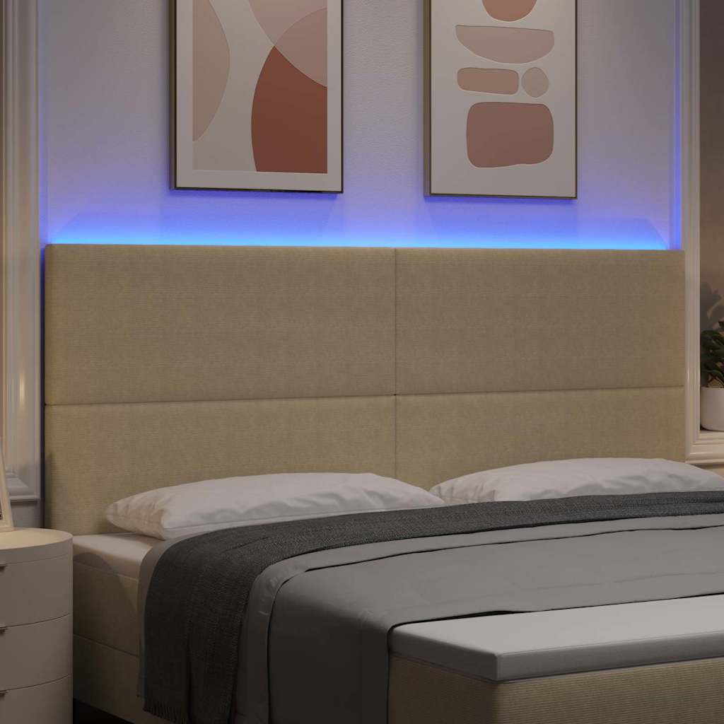 Testiera LED con testiera Grigio Verde 200 cm Tessuto in Cords | homemem39