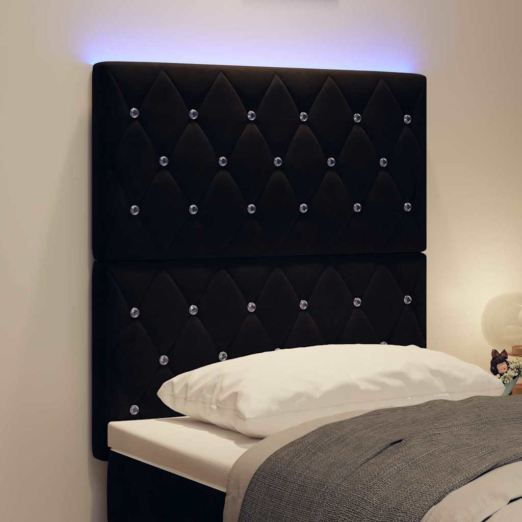Testiera LED con strisce LED con testiera Nero 80 cm Velluto | homemem39