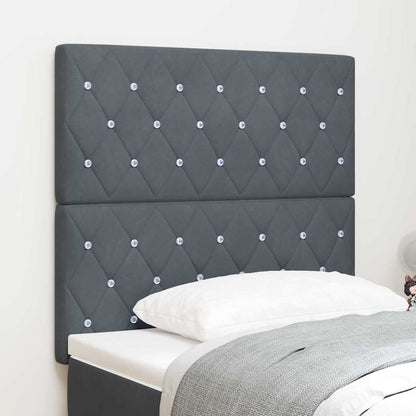 Testiera LED con strisce LED Grigio scuro 90 cm Velluto