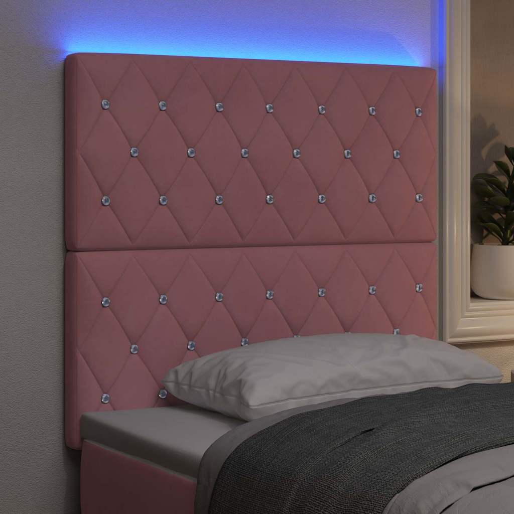 Testiera LED con strisce LED con testiera Rosa 90 cm Velluto | homemem39