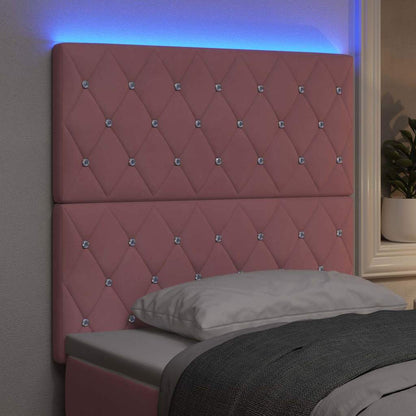 Testiera LED con strisce LED con testiera Rosa 90 cm Velluto | homemem39